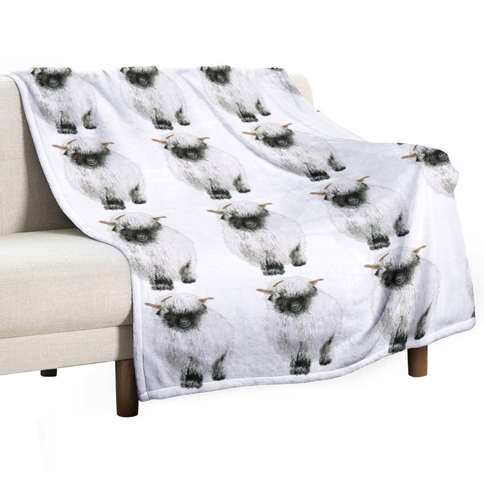 3D Printing Quilting - Valais Blacknose Sheep Drawing Throw Blanket