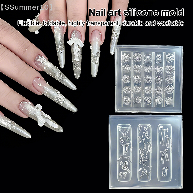 3D Printing Nails - 【SSummer10】Silicone Bow Rose Flower Bouquet Nail