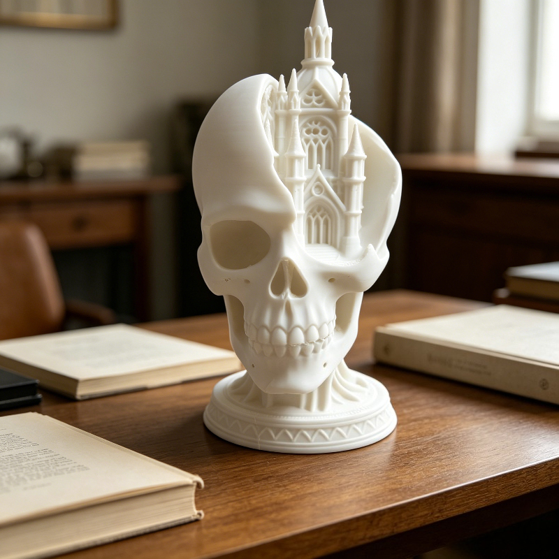 3D Printing Cafe - 3D Printed Cathedral Skull Relief, Gothic
