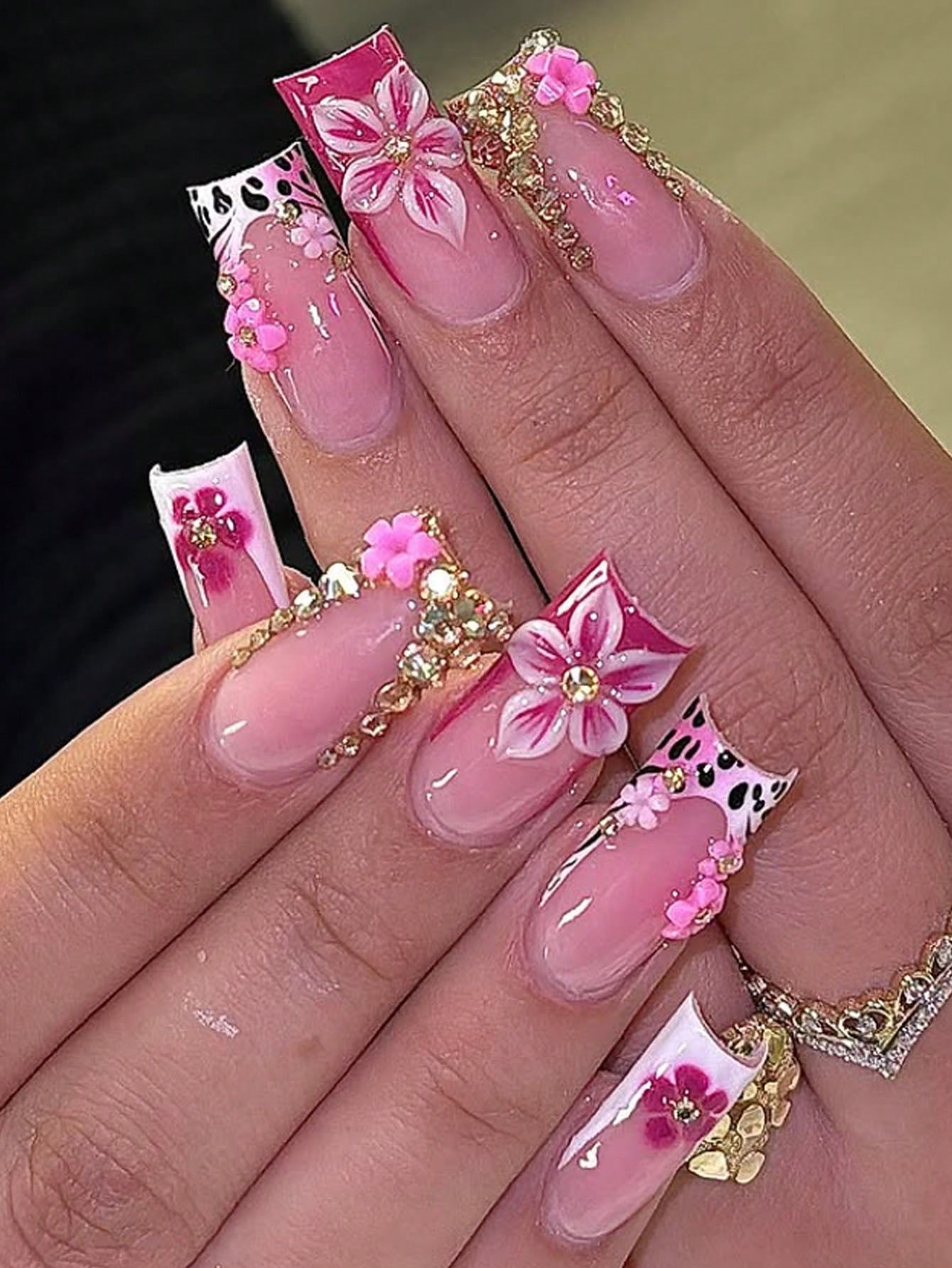 3D Printing Nails - 24pcs/Set Y2K Baddie Style Medium-Long Press-On