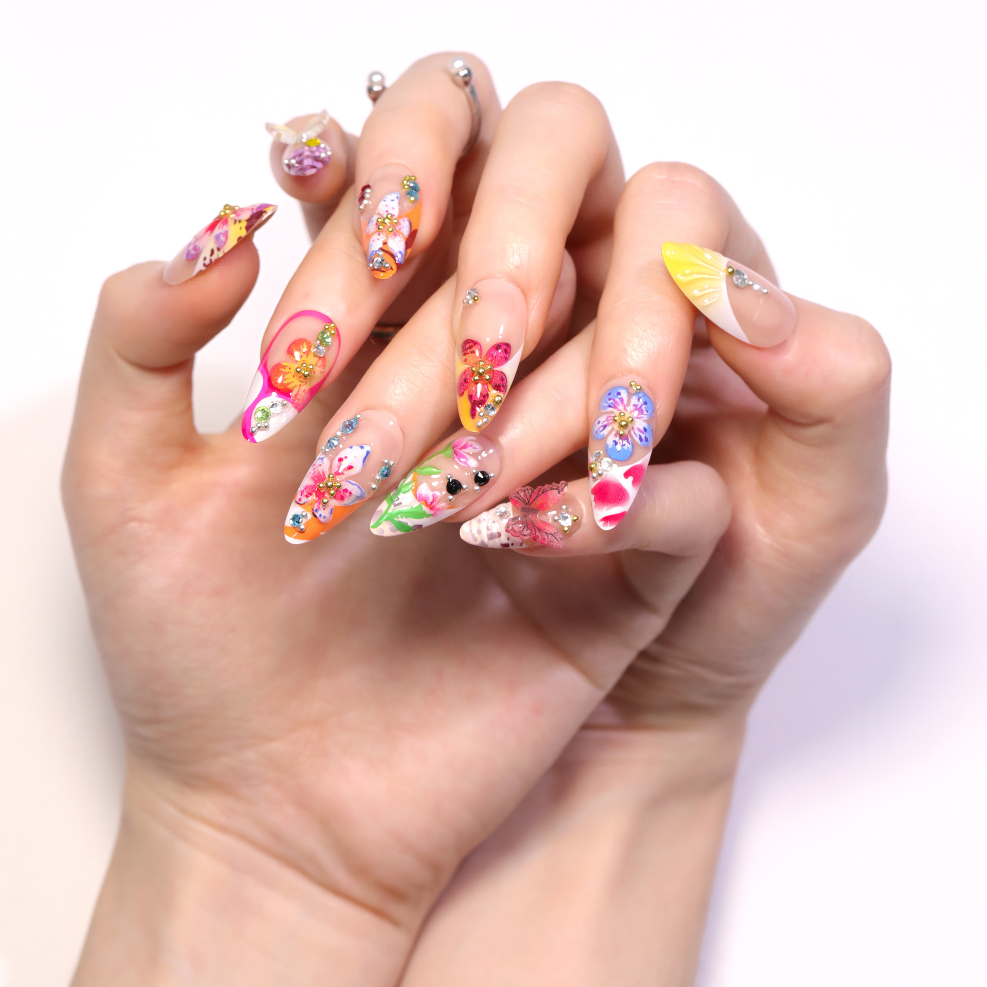 24pcs Tropical Flower Press On - огляд і ціна 3D Printing Nails