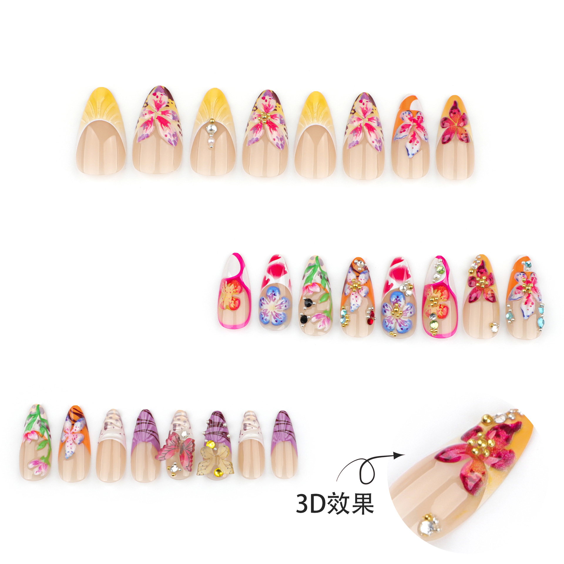 24pcs Tropical Flower Press On - огляд і ціна 3D Printing Nails