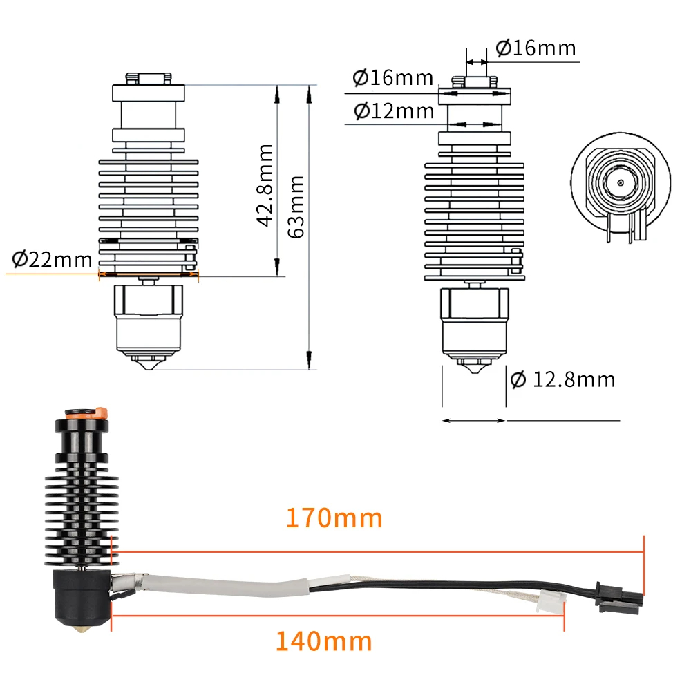 E3D V6 Hotend 24V 50W Ceramic  - огляд і ціна 3D Printing Ender