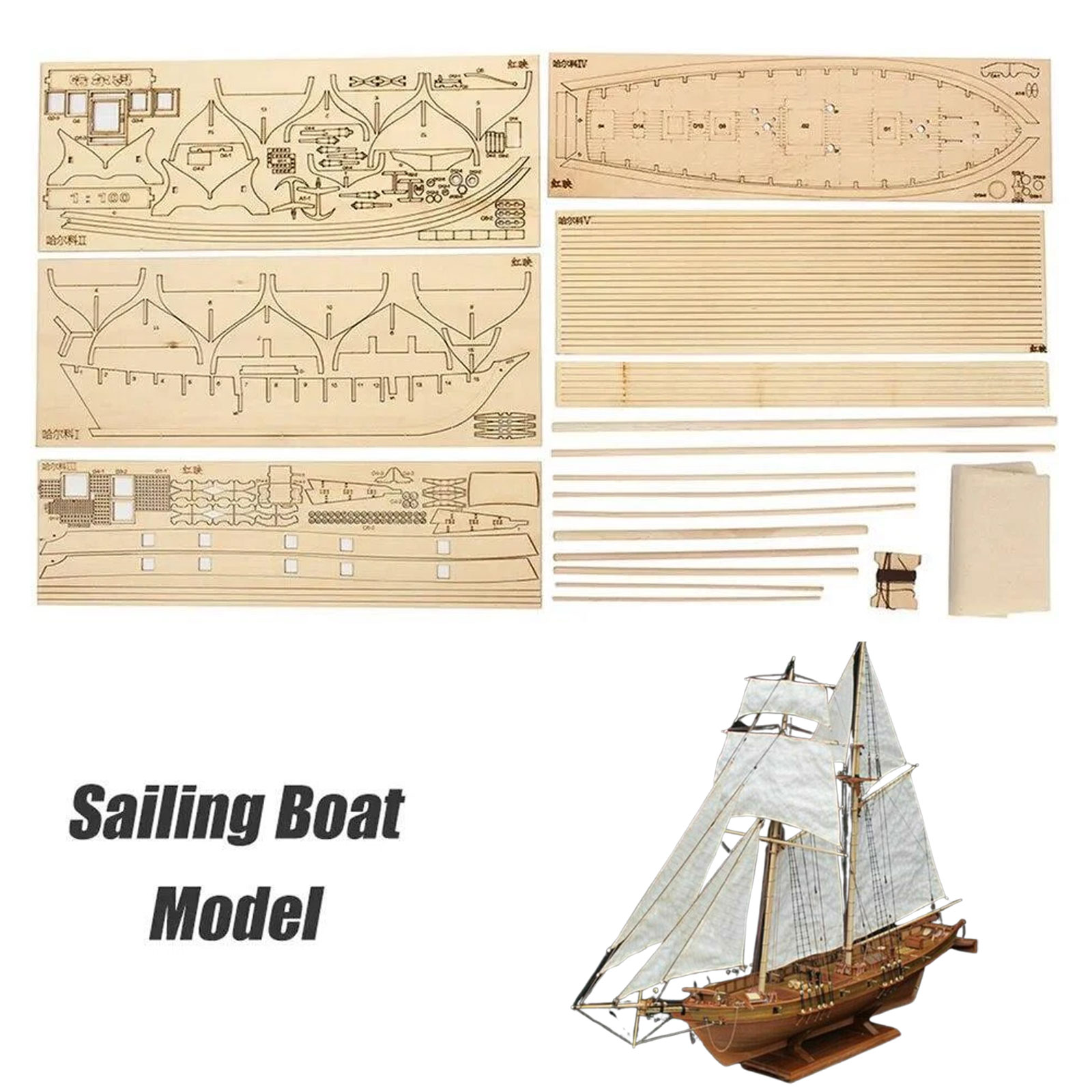 【Halcon Sailboat Wooden Model  - огляд і ціна 3D Printing Lego