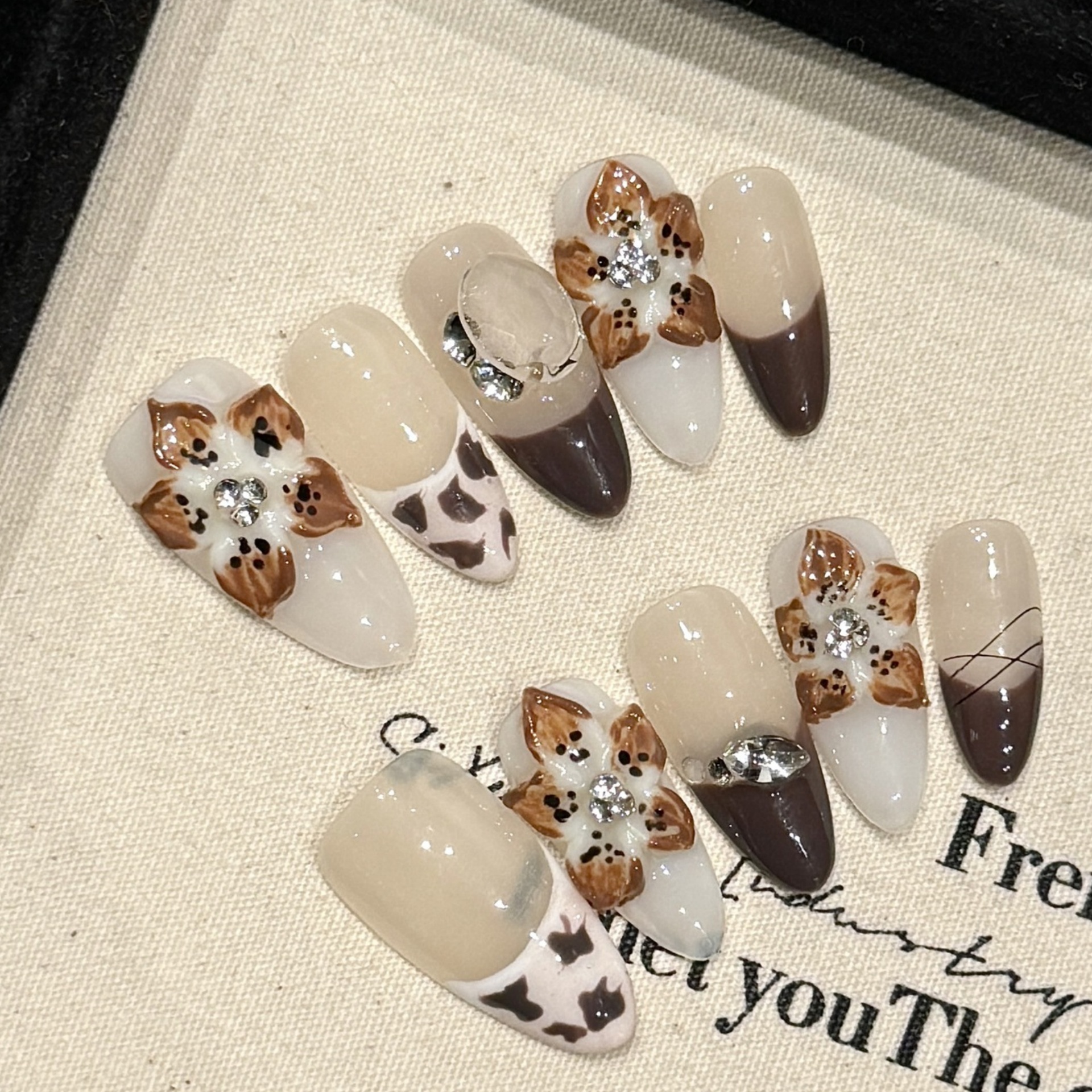 10pcs Glossy Almond Handmade F - огляд і ціна 3D Printing Nails