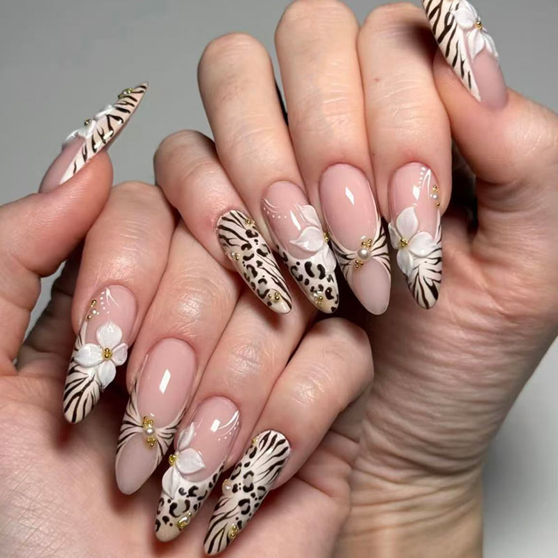 24pcs New sweet but cool Leopa - огляд і ціна 3D Printing Nails